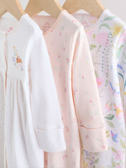 Pink Baby Bunny Sleepsuits 3 Pack (0-2yrs) image 7