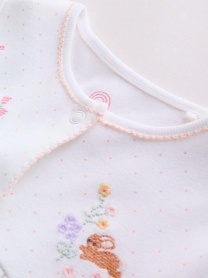 Pink Baby Bunny Sleepsuits 3 Pack (0-2yrs) image 8