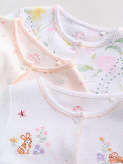Pink Baby Bunny Sleepsuits 3 Pack (0-2yrs) image 9