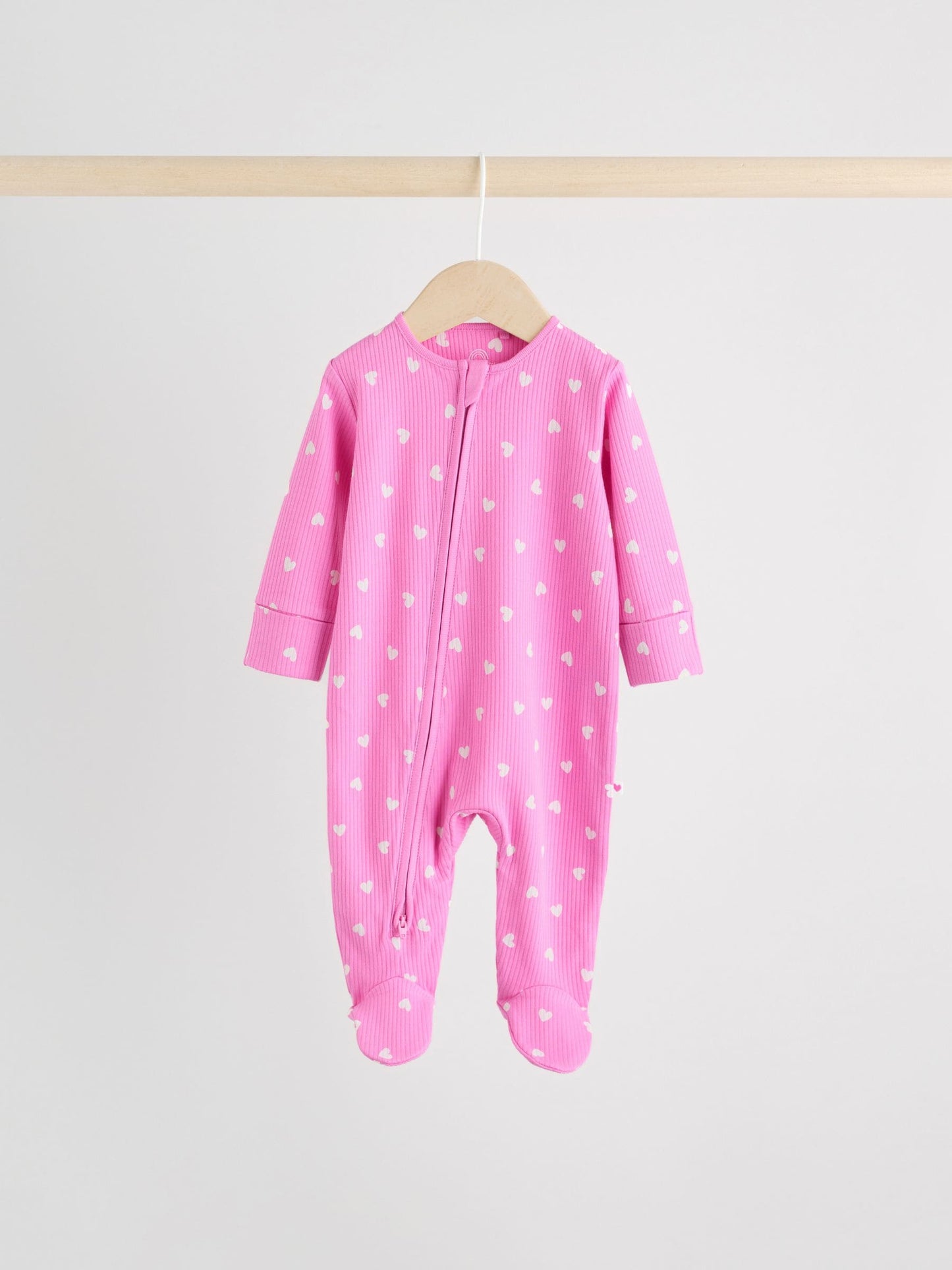Pink 3 Pack Two Way Zip Baby Sleepsuits (0-2yrs) image 3