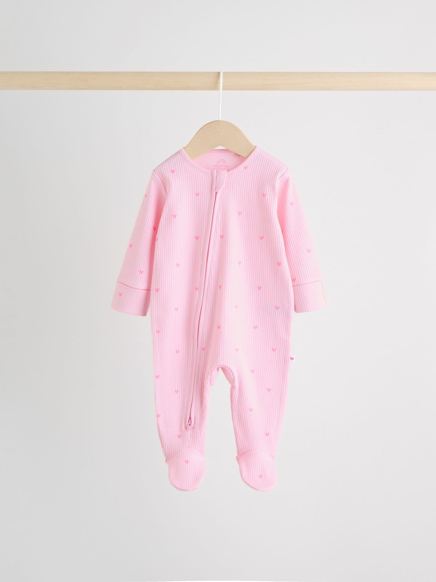 Pink 3 Pack Two Way Zip Baby Sleepsuits (0-2yrs) image 4