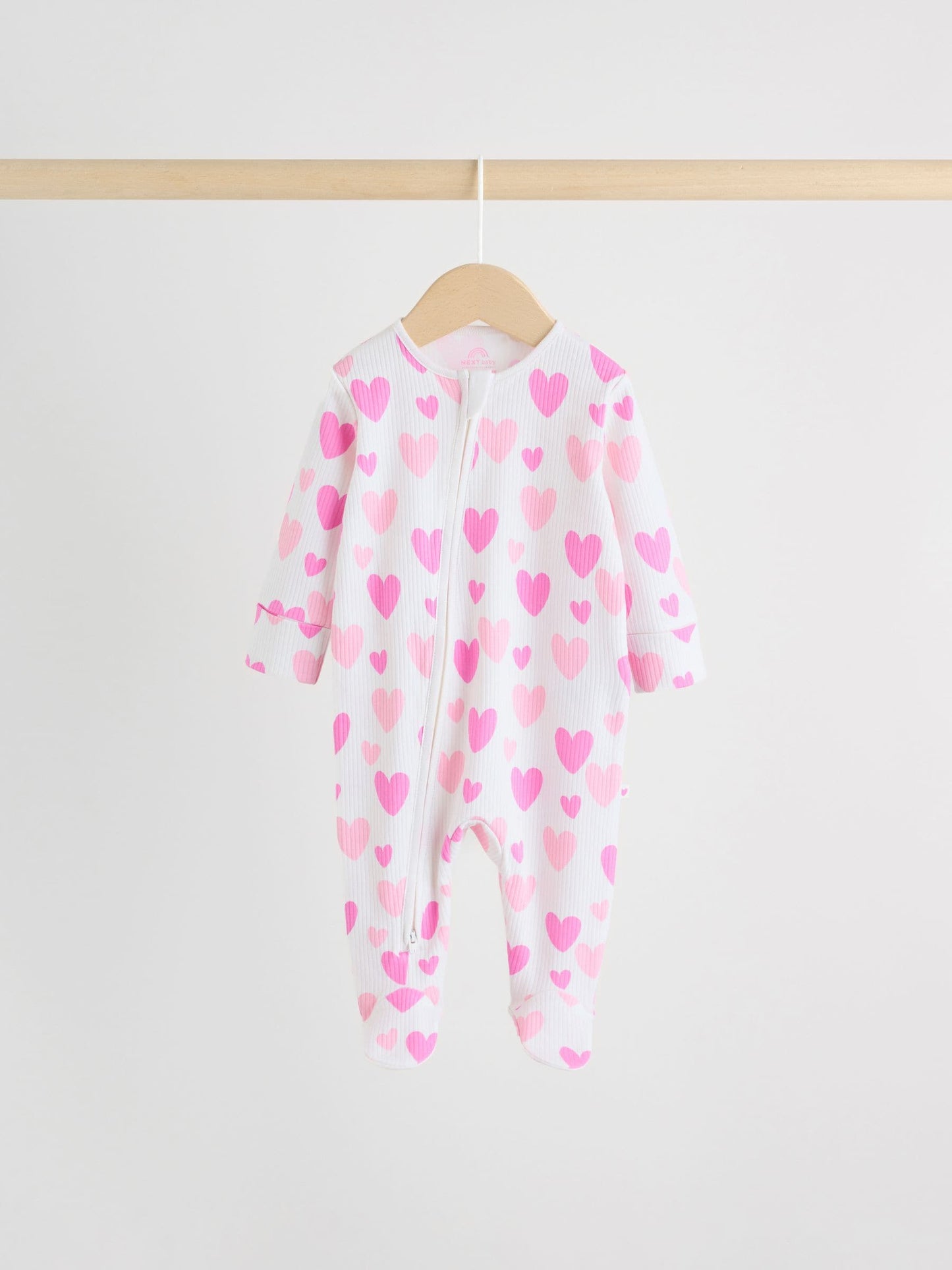 Pink 3 Pack Two Way Zip Baby Sleepsuits (0-2yrs) image 5