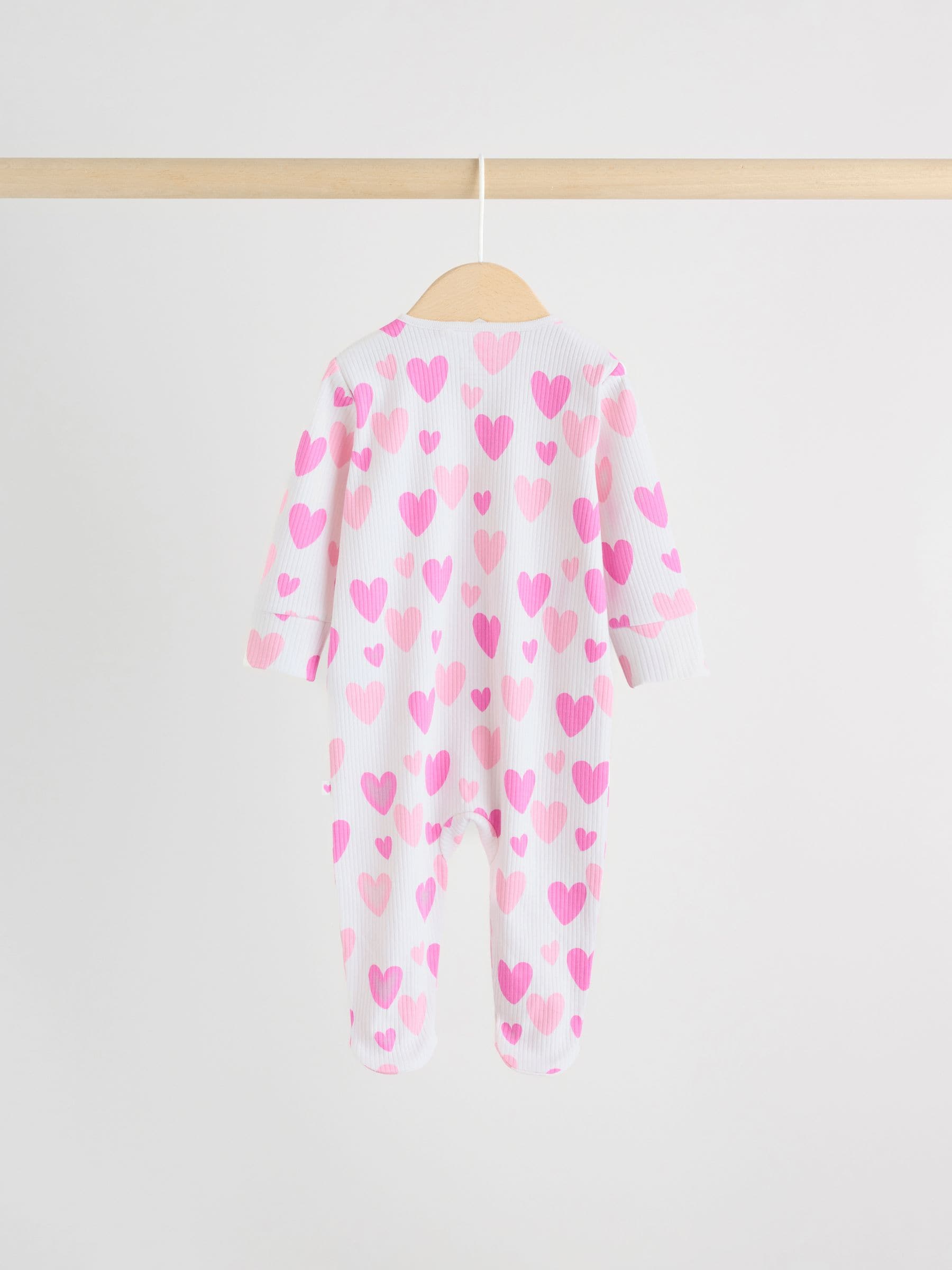 Pink 3 Pack Two Way Zip Baby Sleepsuits (0-2yrs) image 6