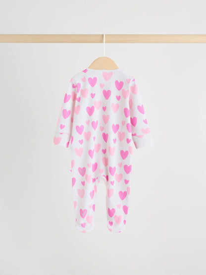 Pink 3 Pack Two Way Zip Baby Sleepsuits (0-2yrs) image 6
