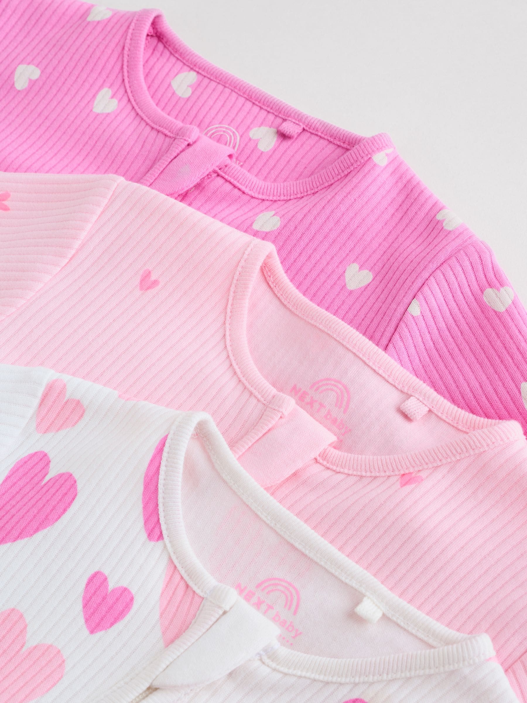 Pink 3 Pack Two Way Zip Baby Sleepsuits (0-2yrs) image 8