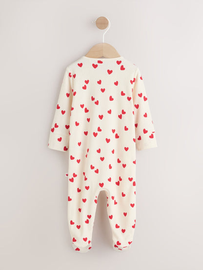 Red Heart Valentines Valentines Two Way Zip Baby Sleepsuit (0-2yrs) image 8
