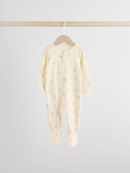 Multi Pastel Character Two Way Zip Baby Sleepsuits 5 Pack (0-2yrs) image 7