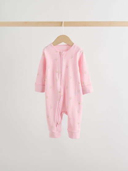 Multi Pastel Character 3 Pack Two Way Zip Baby Sleepsuit (0mths-3yrs) image 4