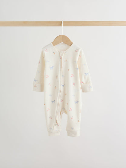 Multi Pastel Character 3 Pack Two Way Zip Baby Sleepsuit (0mths-3yrs) image 5