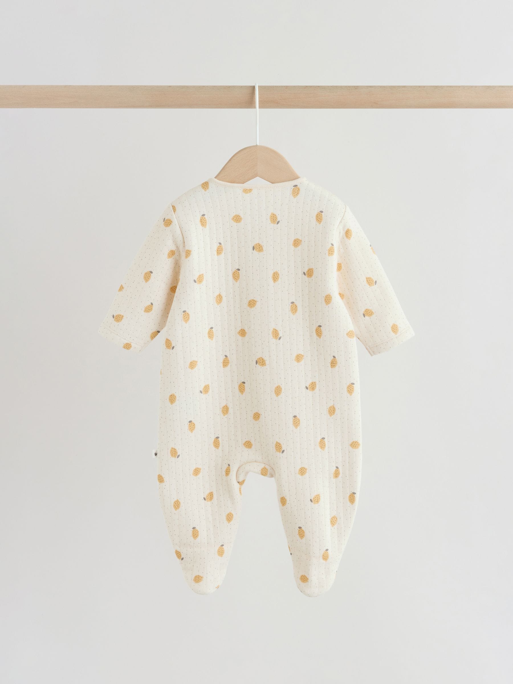 Yellow Quilted Baby Sleepsuits 2 Pack image 4