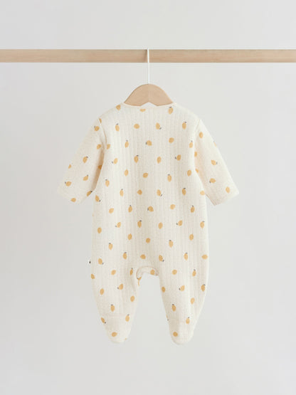 Yellow Quilted Baby Sleepsuits 2 Pack image 4