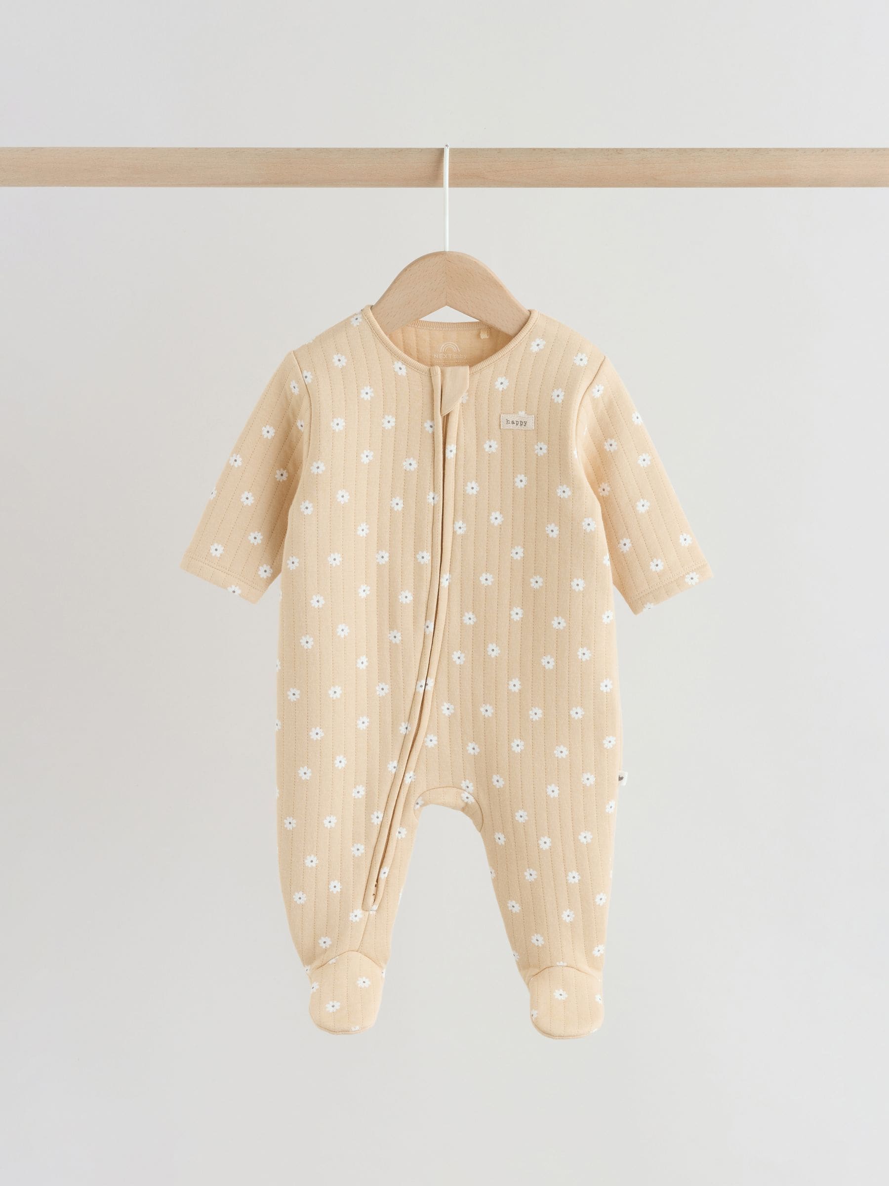 Yellow Quilted Baby Sleepsuits 2 Pack image 5