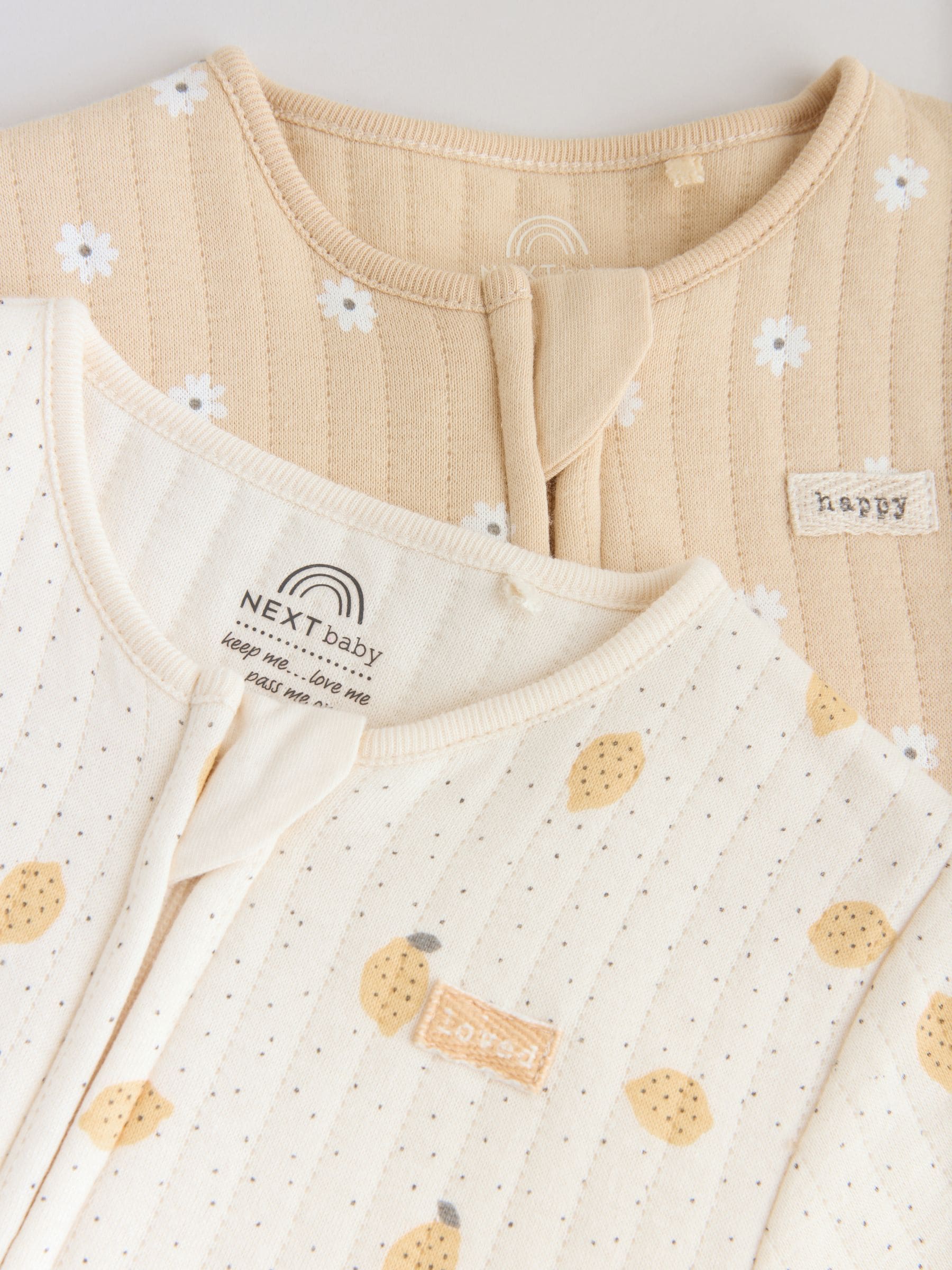 Yellow Quilted Baby Sleepsuits 2 Pack image 7
