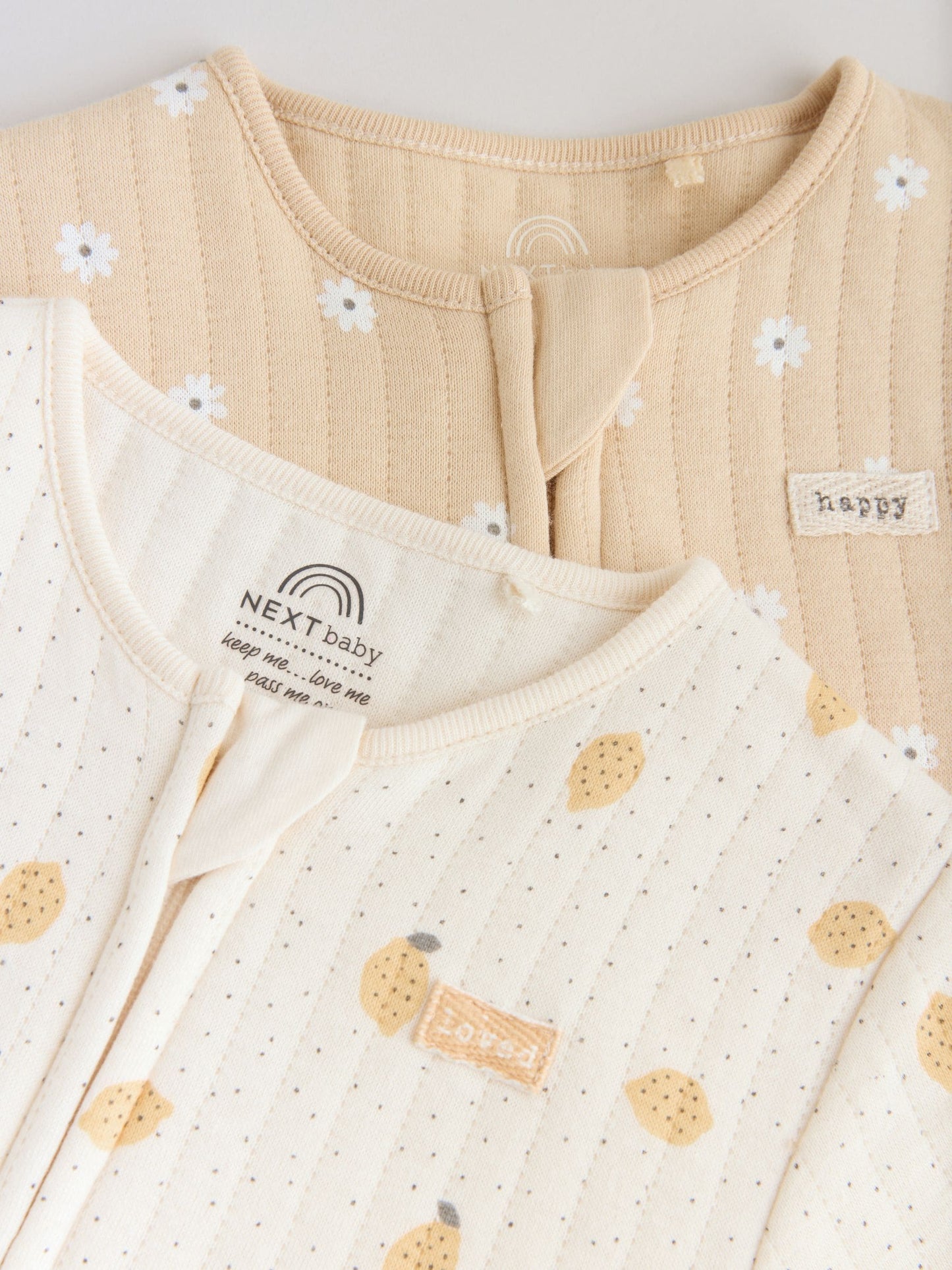 Yellow Quilted Baby Sleepsuits 2 Pack image 7