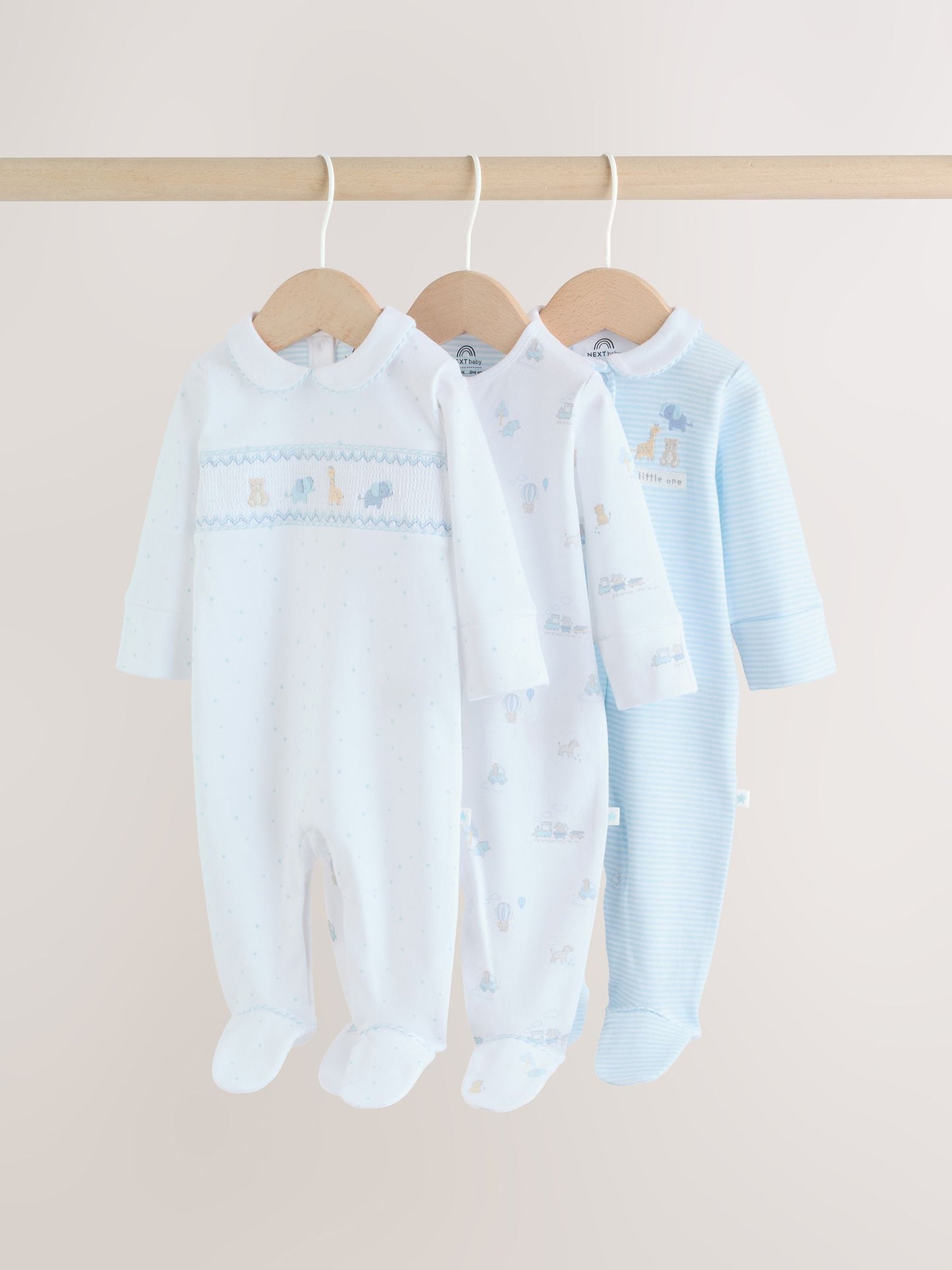 White Baby Sleepsuits 3 Pack (0-2yrs) image 1