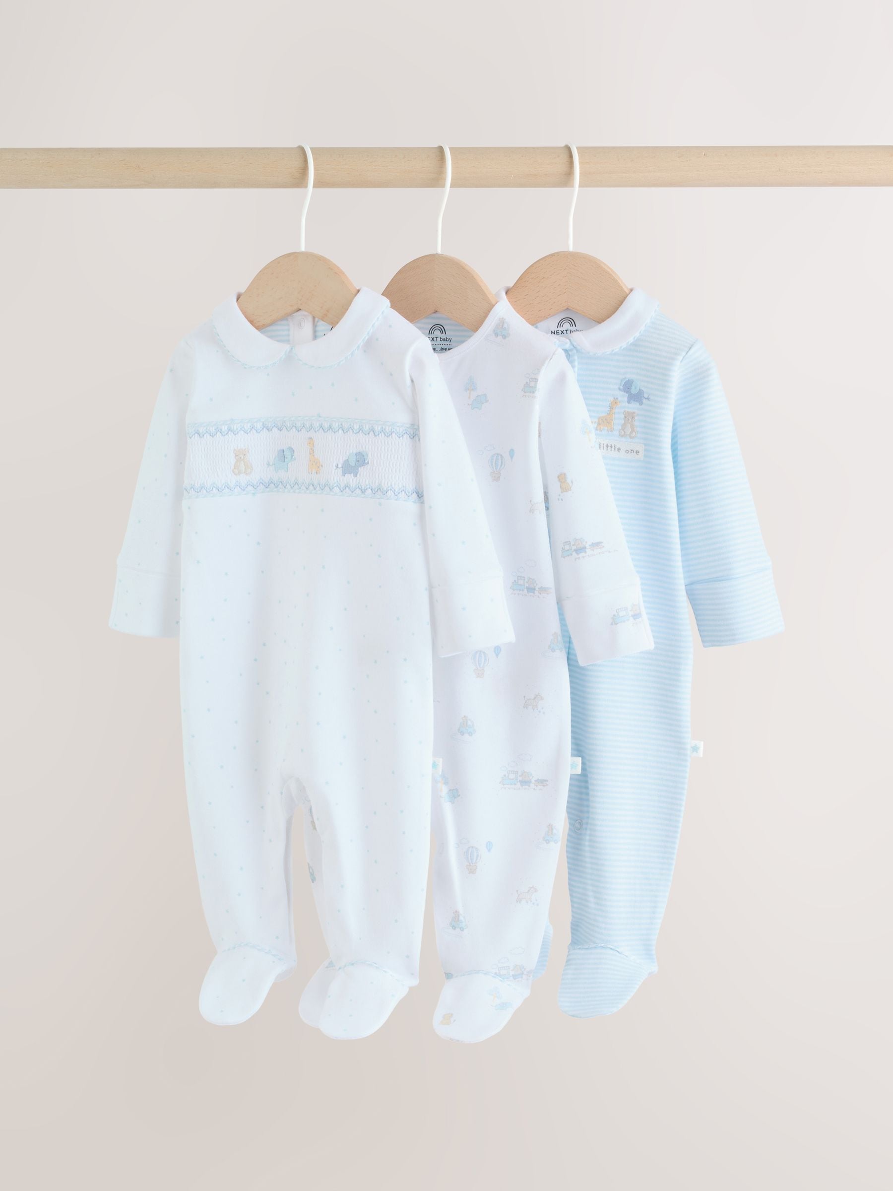 White Baby Sleepsuits 3 Pack (0-2yrs) image 1