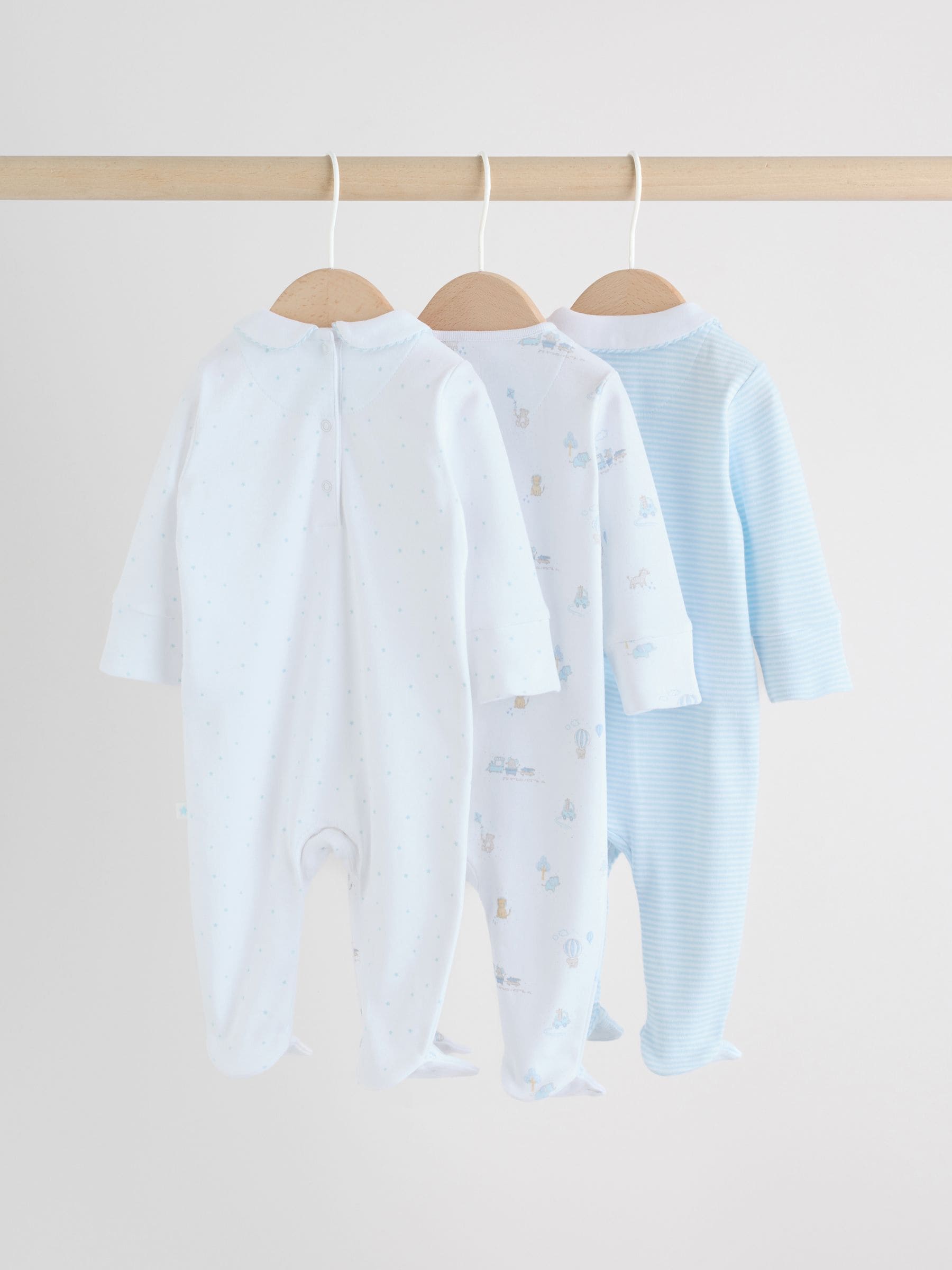 White Baby Sleepsuits 3 Pack (0-2yrs) image 2