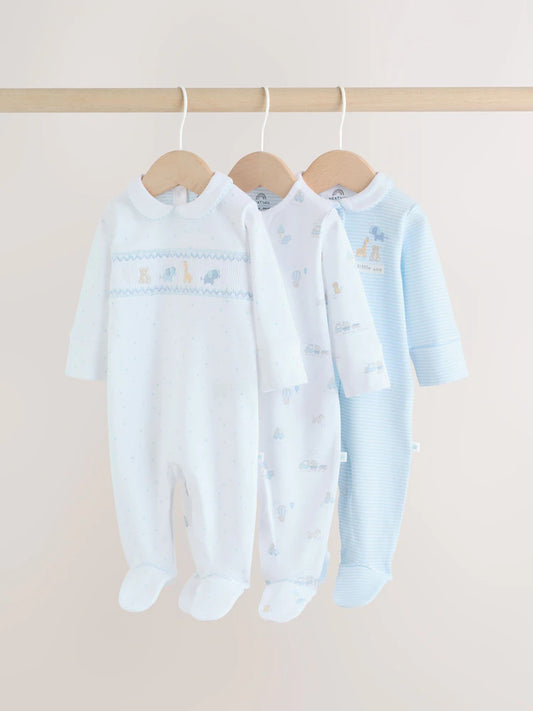 White Baby Sleepsuits 3 Pack (0-2yrs)