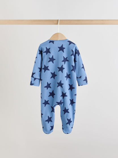 Navy Star Two Way Zip Baby Sleepsuits 3 Pack (0-2yrs) image 6