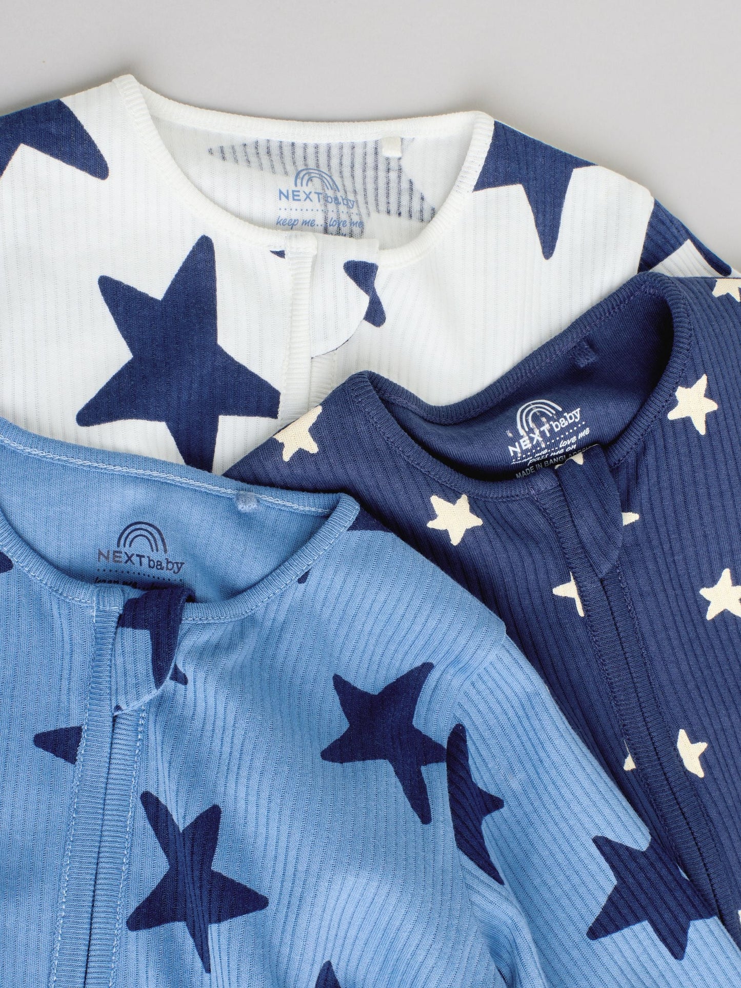 Navy Star Two Way Zip Baby Sleepsuits 3 Pack (0-2yrs) image 7