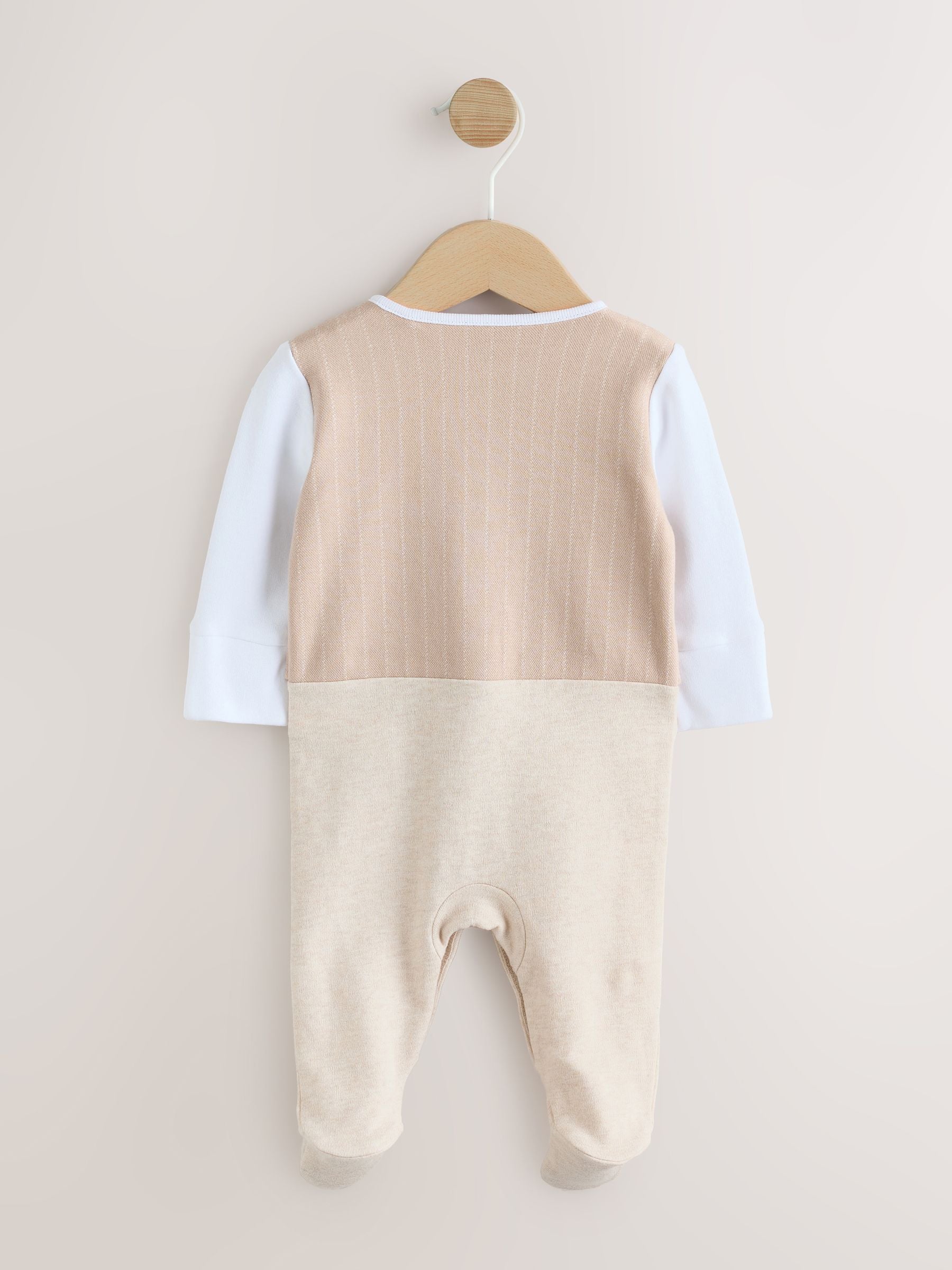 Neutral Smart Bow Tie Baby Sleepsuit (0mths-2yrs) image 5
