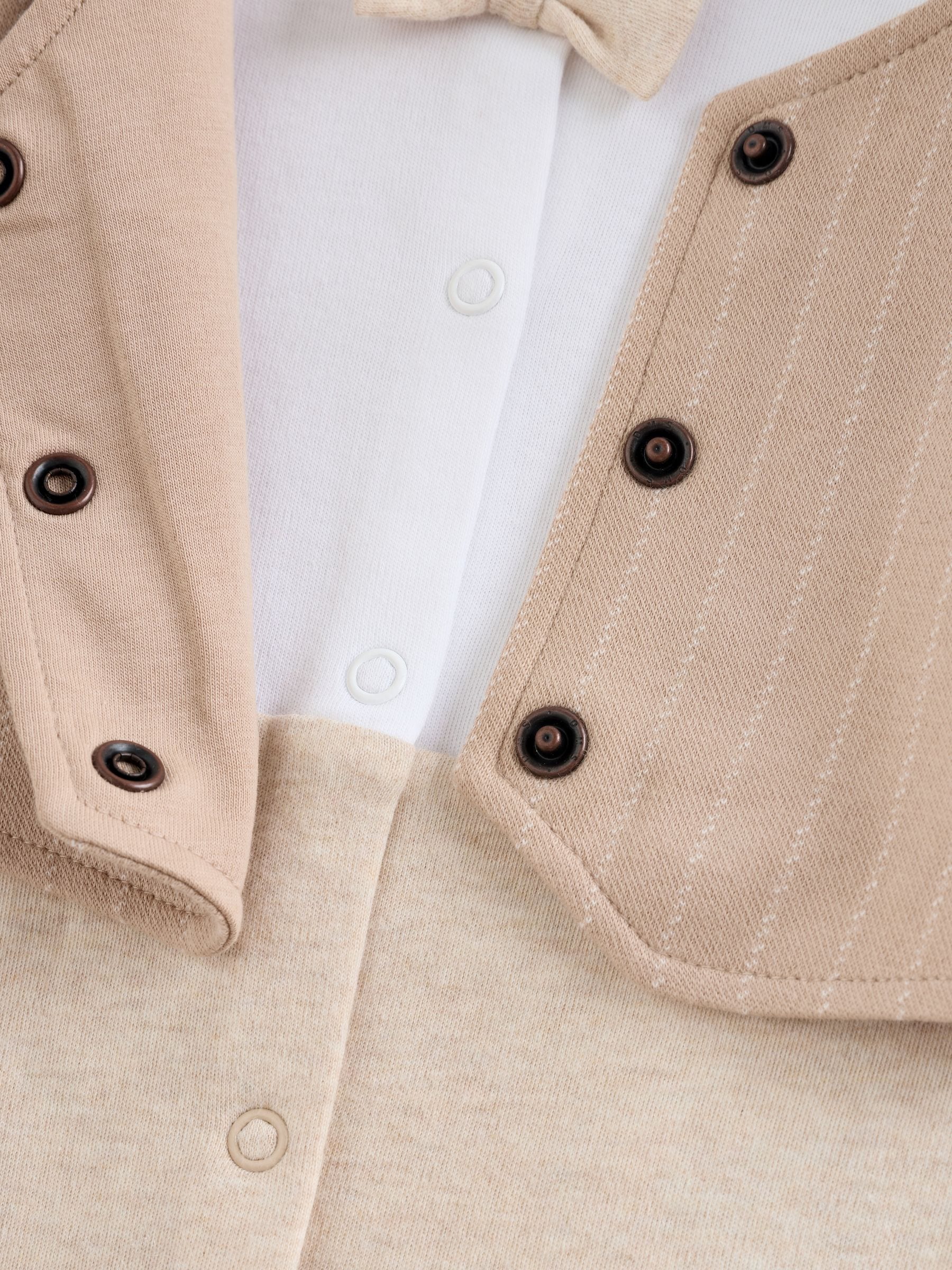 Neutral Smart Bow Tie Baby Sleepsuit (0mths-2yrs) image 8