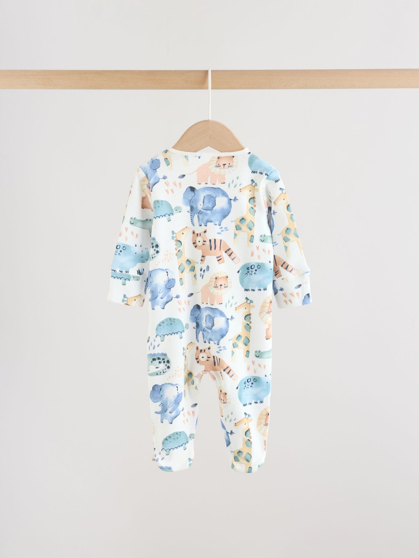 Blue Safari Two Way Zip Baby Sleepsuits 3 Pack (0mths-2yrs) image 6