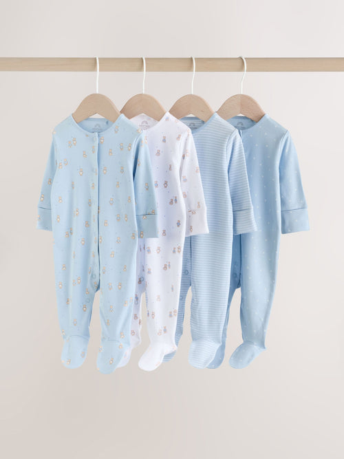 Blue 4 Pack Baby Bear Sleepsuit (0-2yrs) image 1