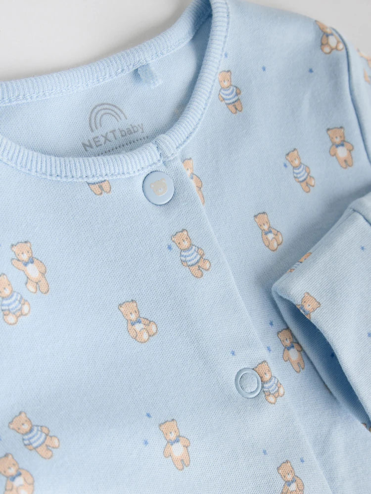 Blue 4 Pack Baby Bear Sleepsuit (0-2yrs)