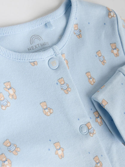 Blue 4 Pack Baby Bear Sleepsuit (0-2yrs)