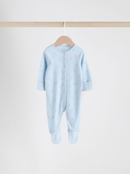 Blue 4 Pack Baby Bear Sleepsuit (0-2yrs) image 3