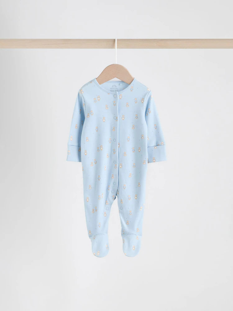 Blue 4 Pack Baby Bear Sleepsuit (0-2yrs)