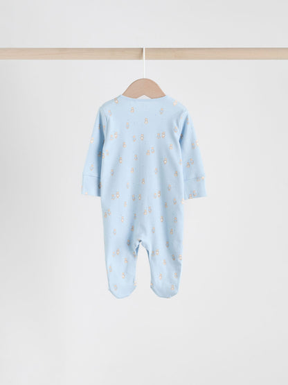 Blue 4 Pack Baby Bear Sleepsuit (0-2yrs) image 5