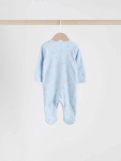 Blue 4 Pack Baby Bear Sleepsuit (0-2yrs)
