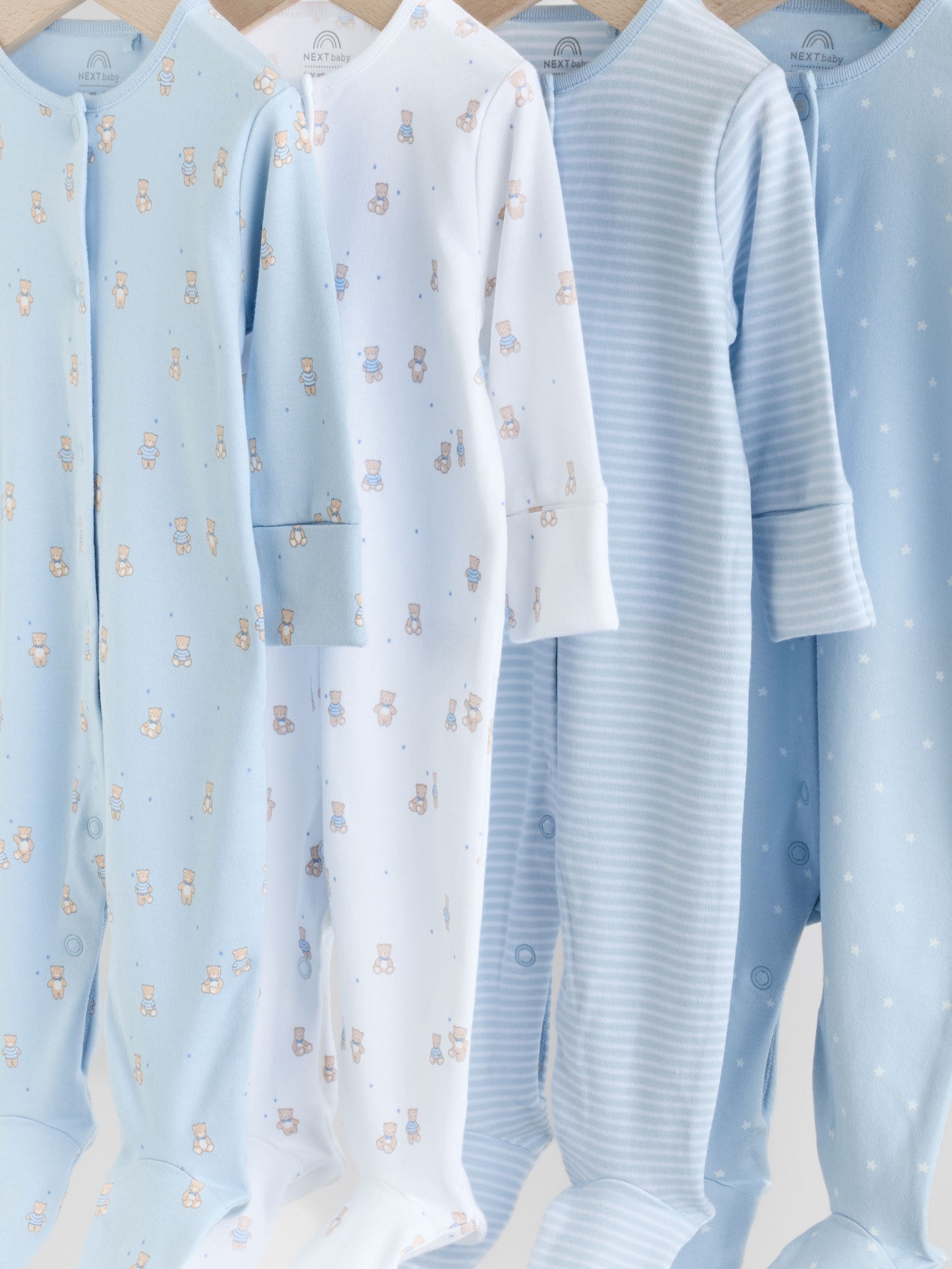 Blue 4 Pack Baby Bear Sleepsuit (0-2yrs) image 8