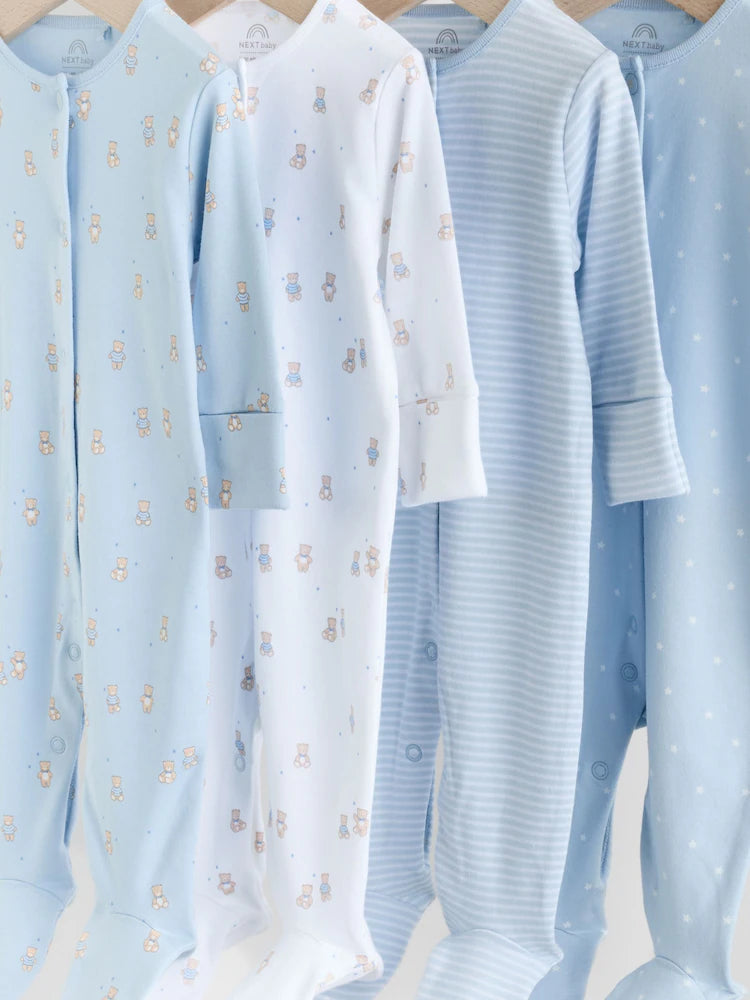 Blue 4 Pack Baby Bear Sleepsuit (0-2yrs)