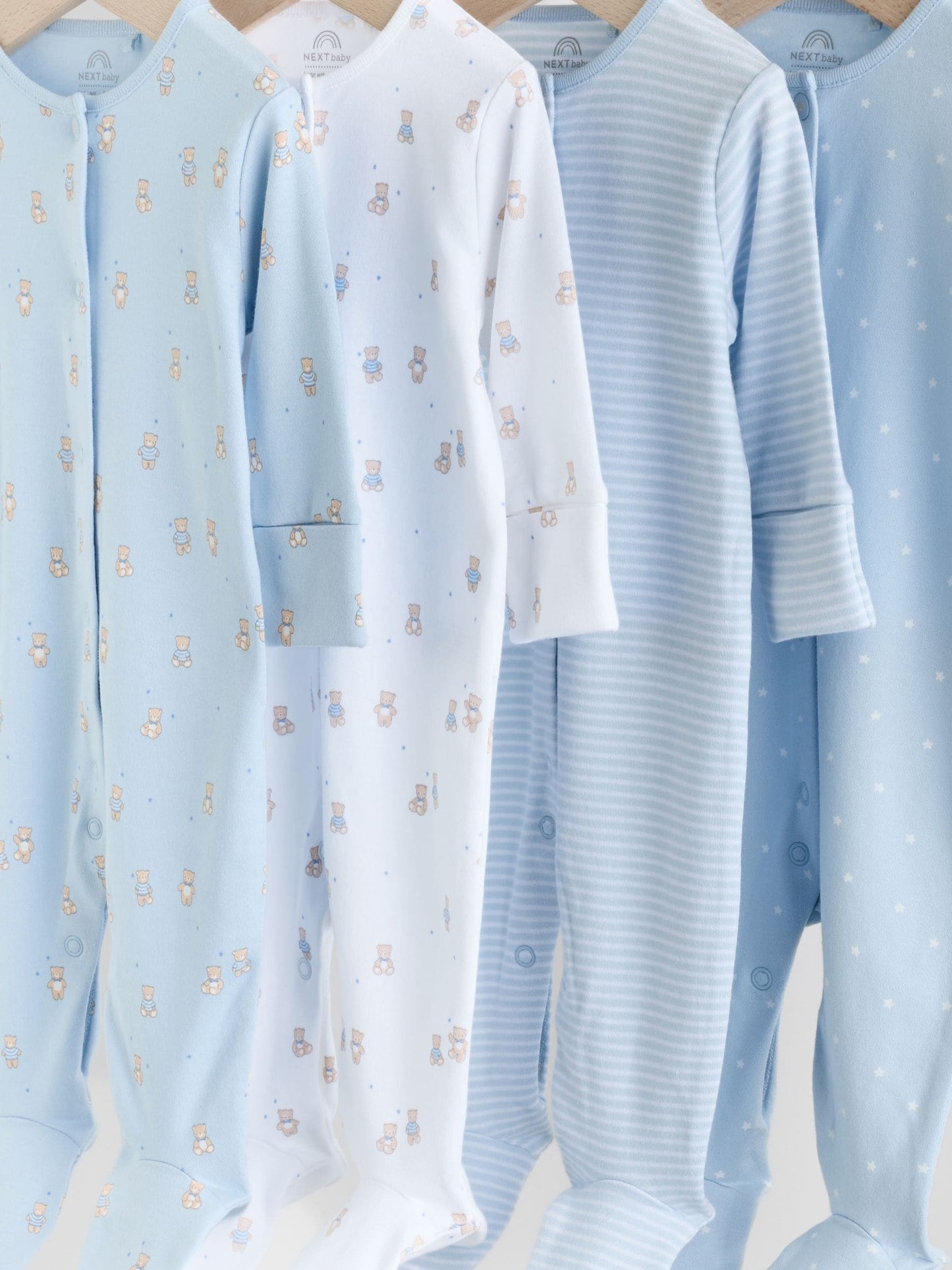 Blue 4 Pack Baby Bear Sleepsuit (0-2yrs) image 8