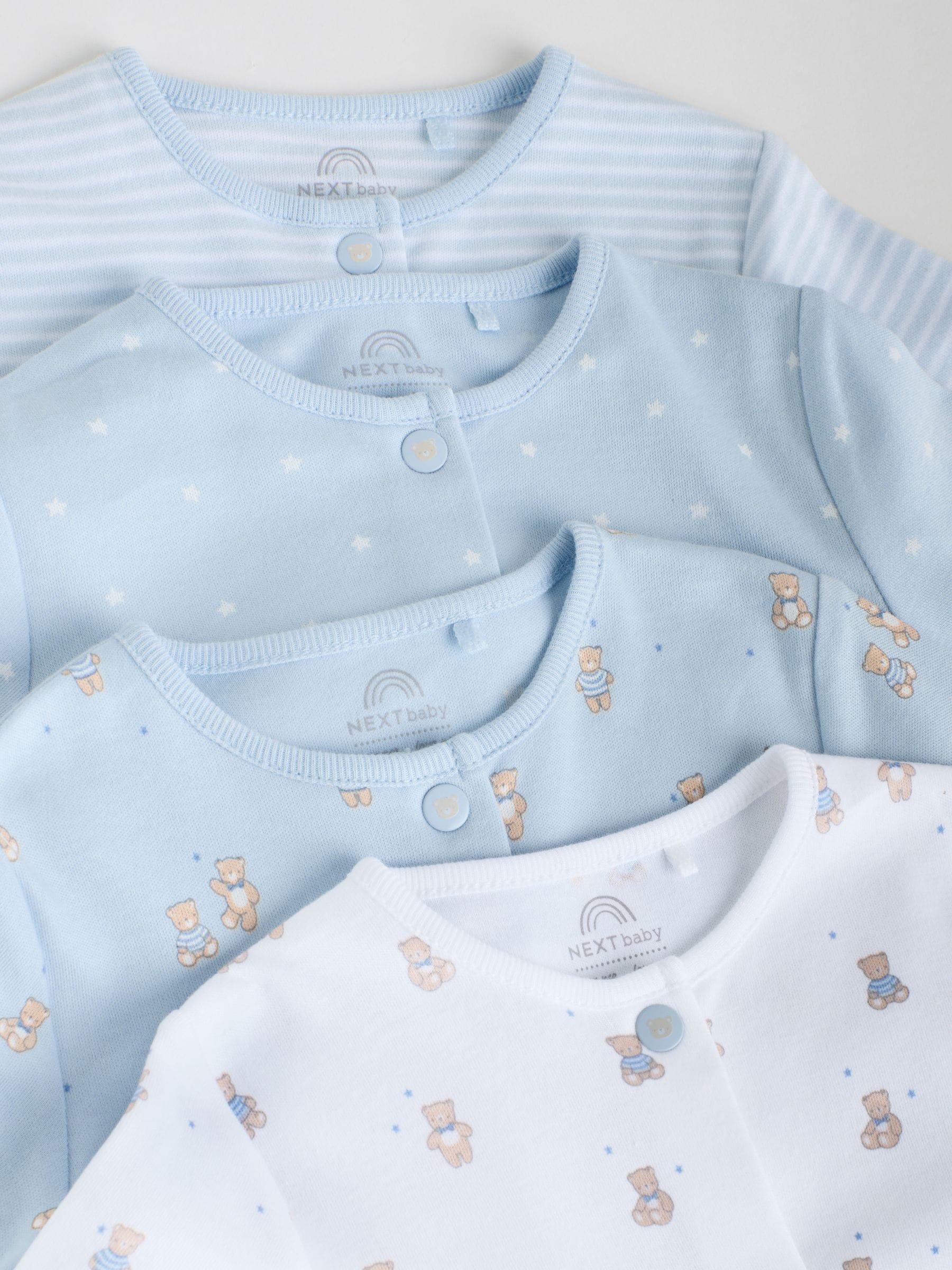 Blue 4 Pack Baby Bear Sleepsuit (0-2yrs) image 9