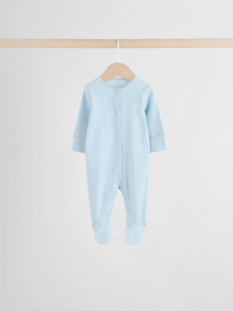 Blue 7 Pack Baby Bear Sleepsuit (0-2yrs)