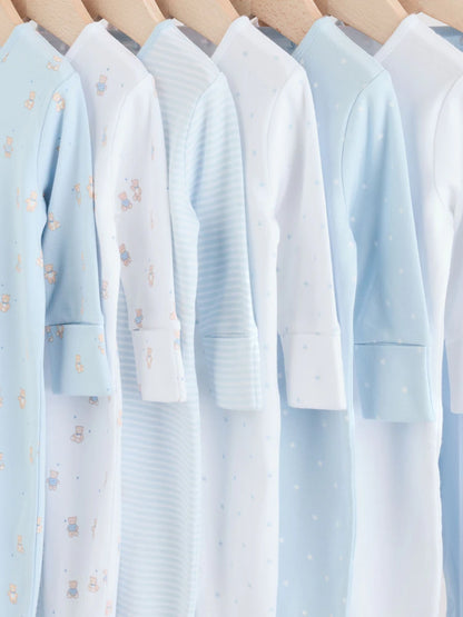 Blue 7 Pack Baby Bear Sleepsuit (0-2yrs)