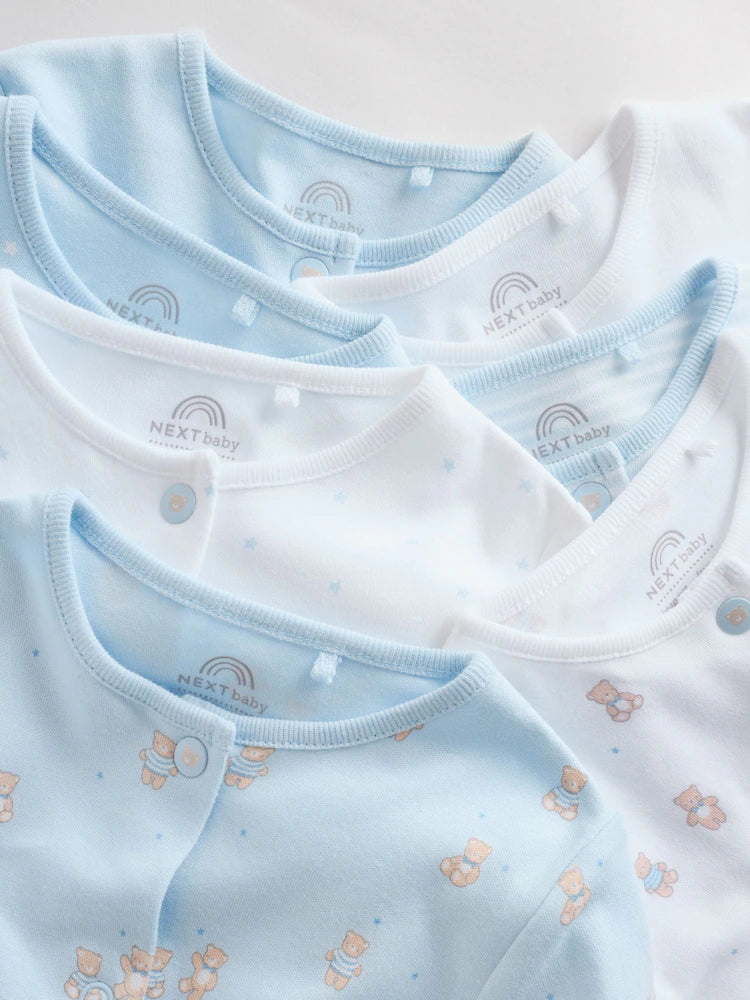 Blue 7 Pack Baby Bear Sleepsuit (0-2yrs)
