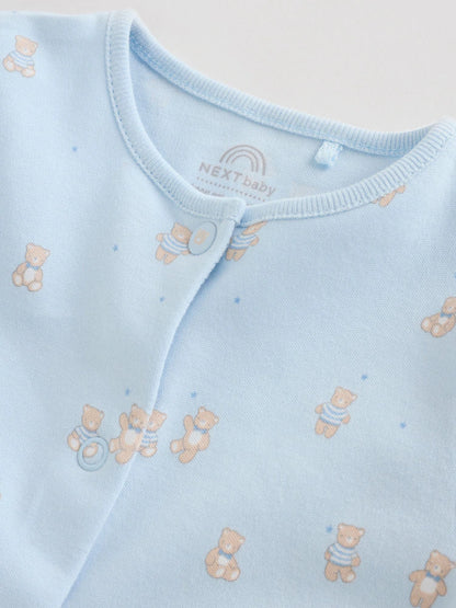 Blue 7 Pack Baby Bear Sleepsuit (0-2yrs)