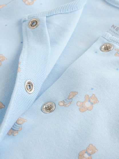 Blue 7 Pack Baby Bear Sleepsuit (0-2yrs)