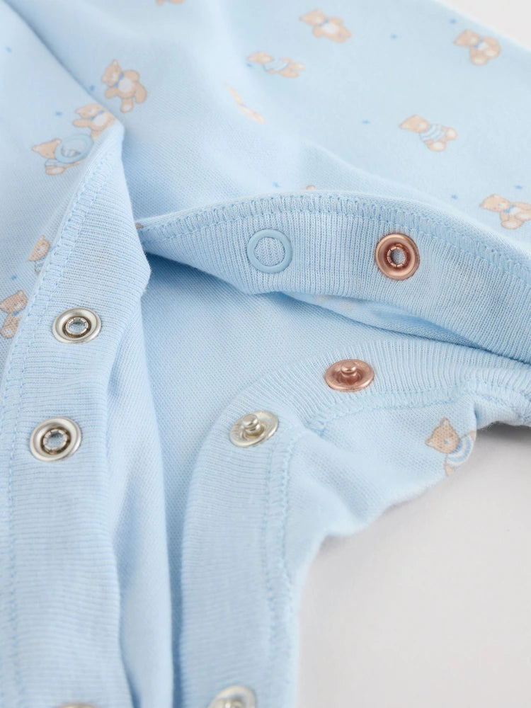 Blue 7 Pack Baby Bear Sleepsuit (0-2yrs)