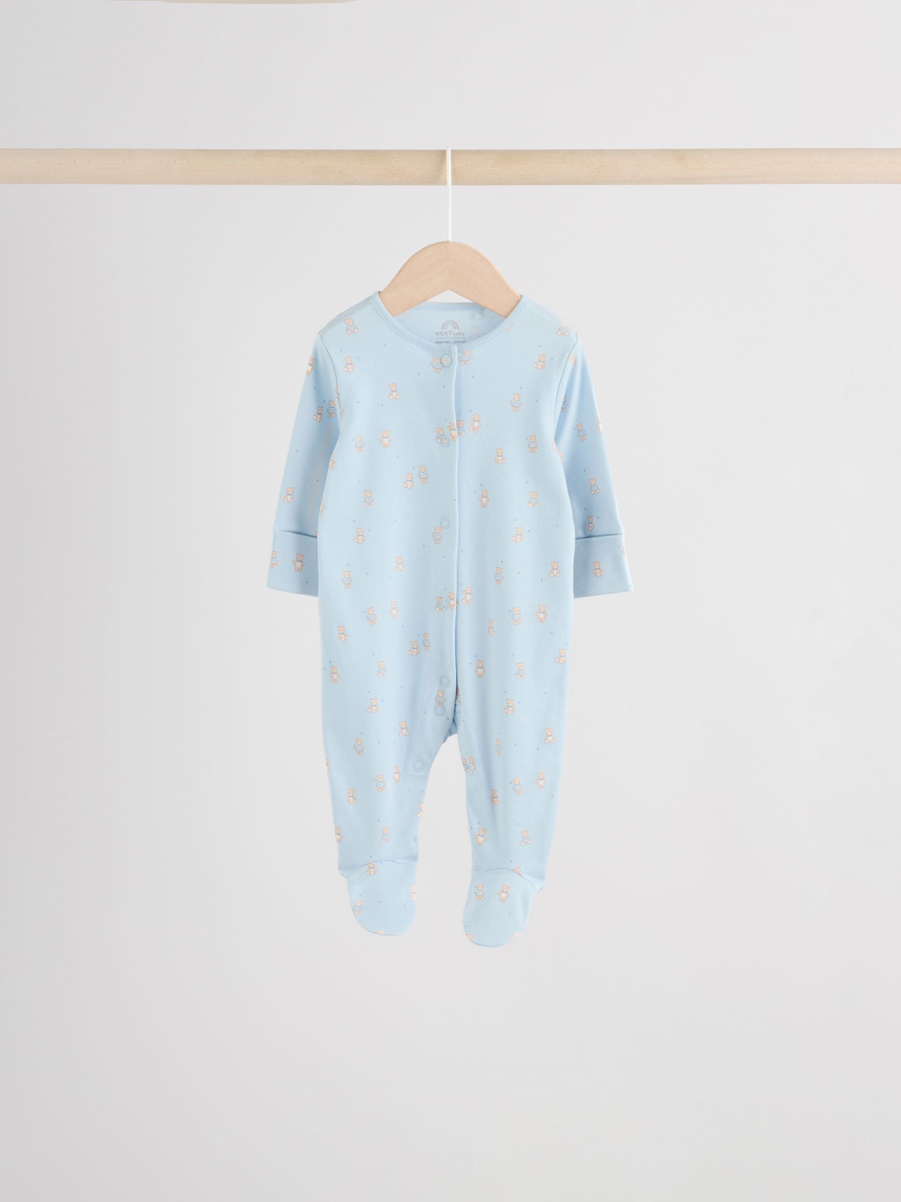 Blue 7 Pack Baby Bear Sleepsuit (0-2yrs) image 3