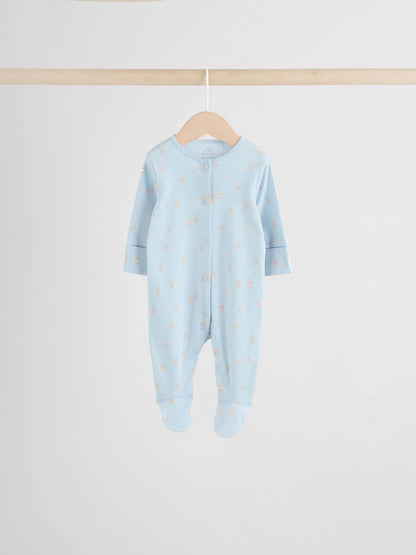 Blue 7 Pack Baby Bear Sleepsuit (0-2yrs)