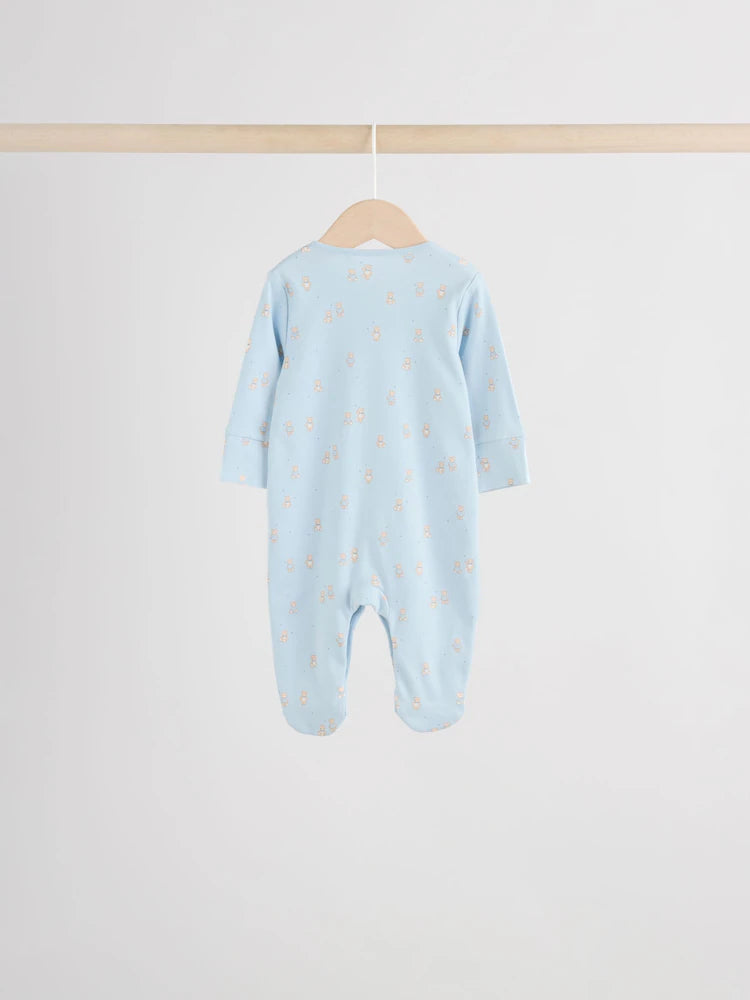 Blue 7 Pack Baby Bear Sleepsuit (0-2yrs)