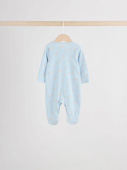 Blue 7 Pack Baby Bear Sleepsuit (0-2yrs)
