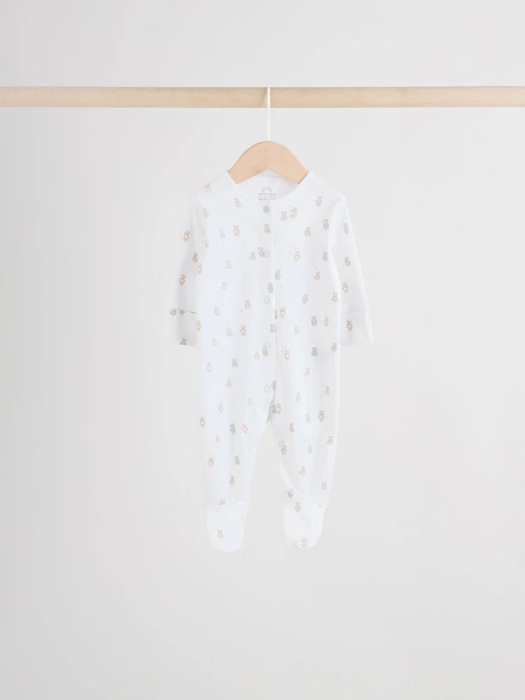 Blue 7 Pack Baby Bear Sleepsuit (0-2yrs)