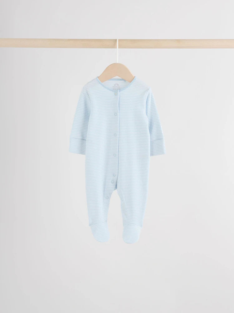 Blue 7 Pack Baby Bear Sleepsuit (0-2yrs)